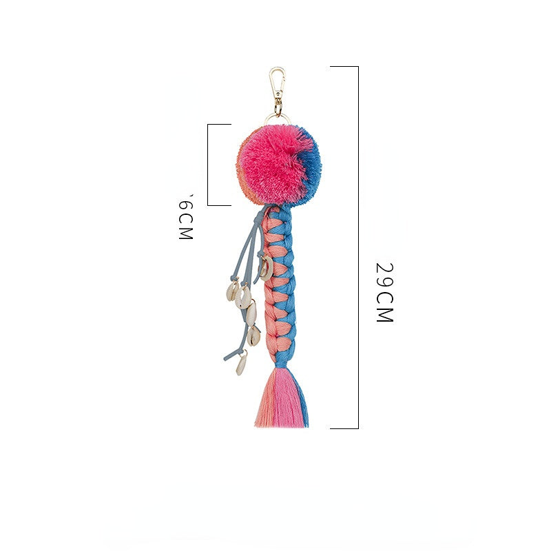 Wholesale Hand Woven Boho Tassel Shell Conch Keychain